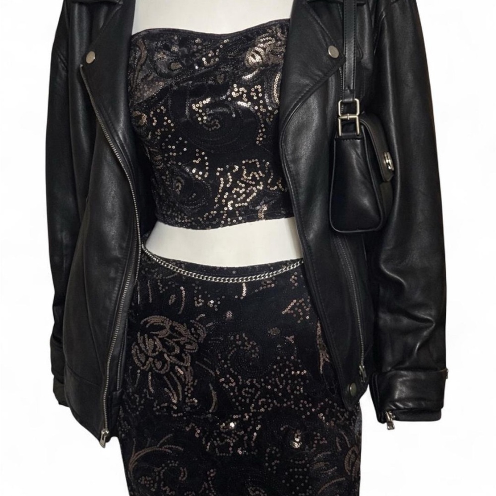 Windsor Black and Gold Sequin Two Piece Formal Set